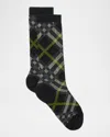 Burberry Check Socks In Indigo