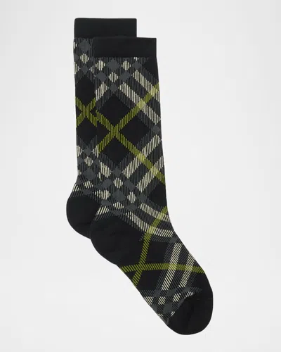 Burberry Check Socks In Black