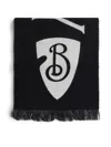 Burberry Men Black And White Wool Reversible Scarf In Black