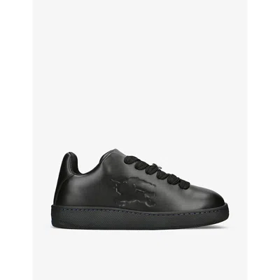 Burberry Mens Black Barbed Wire-embellished Leather Low-top Trainers