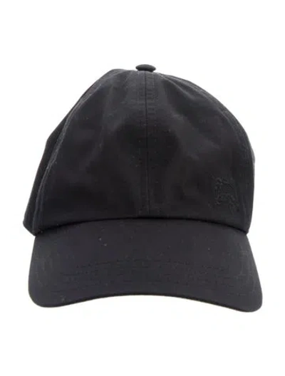 Pre-owned Burberry Men's Black   Baseball Cap With Embroidered Equestrian Accent At Side.