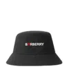 Burberry Black Canvas Logo Hat In Black