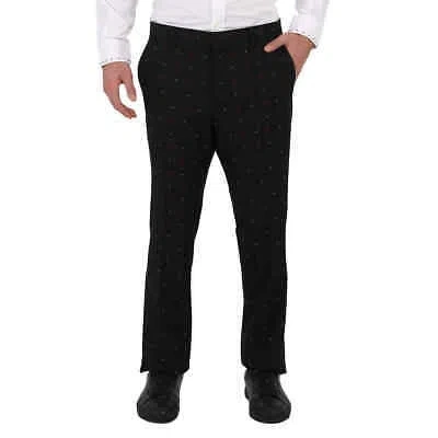 Pre-owned Burberry Men's Black Classic Fit Fil Coupe Wool Cotton Tailored Trousers