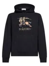 Burberry Men Black Hoodie With Drawstring Hood And Ekd Print And Logo Lettering On The Front In Cott In Black