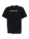Burberry Men Black Crewneck T-shirt With Logo Lettering On The Front In Cotton Man In Black