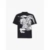 Burberry Black T-shirt With Contrasting Equestrian Knight Print In Cotton Man In Black