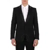 Burberry Black Cotton Tuxedo Jacket For Men With Oak Leaf Crest Detail And Satin Lapels In Black