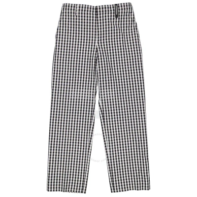 Burberry Men's Black Gingham Technical Wool Wide-leg Tailored Trousers In Black Pattern