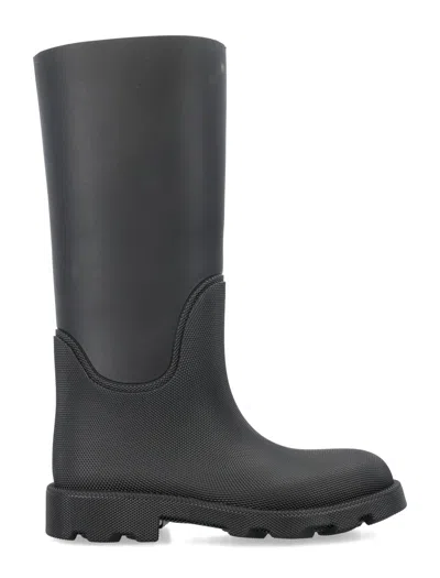 Burberry Men's Black High-top Rubber Boots With Studded Details