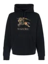 Burberry Men Black Hoodie With Drawstring Hood And Ekd Print And Logo Lettering On The Front In Cott In Black