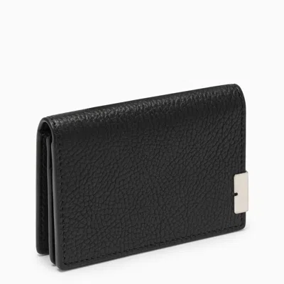 Burberry Men's Black Leather Card Case With Metal Detail