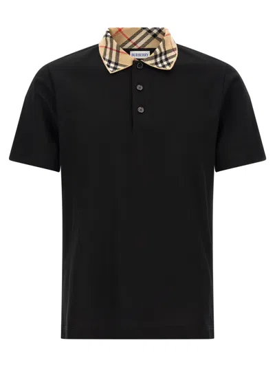 Burberry Men Black Regular Textured Polo In Transparent