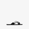 BURBERRY MEN'S BLACK SHIELD SANDALS FOR SS24