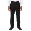 BURBERRY BURBERRY MEN'S BLACK SILK SATIN SIDE STRIPES WOOL SILK CLASSIC-FIT TAILORED TROUSERS
