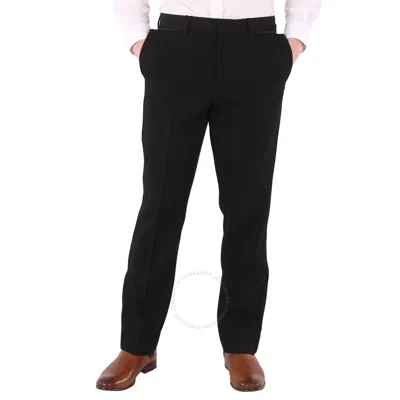 Burberry Men's Black Slim Fit Silk Satin Detail Wool Tailored Trousers