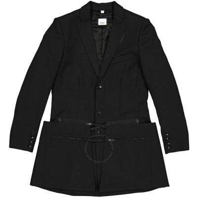 Burberry Men's Black Slim Fit Zip-cut Wool Twill Jacket