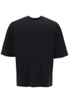 BURBERRY MEN'S BLACK STRIPED T-SHIRT WITH EKD EMBROIDERY
