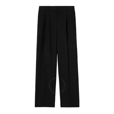 Burberry Men's Black Wide Leg Wool Twill Trousers