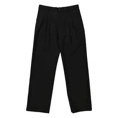 Pre-owned Burberry Men's Black Wide Leg Wool Twill Trousers