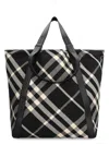 Burberry Men's Black/calico Cotton-blend Tote Bag With Check Pattern | 8086476153462