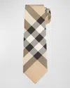 Burberry Men's Blade 7cm Exploded Check Tie In Beige