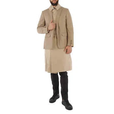 Pre-owned Burberry Men's Blazer Detail Cotton Twill Reconstructed Trench Coat In Soft In Check Description