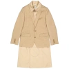 BURBERRY BURBERRY MEN'S BLAZER DETAIL COTTON TWILL RECONSTRUCTED TRENCH COAT IN SOFT FAWN