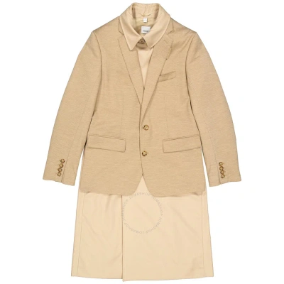 Burberry Men's Blazer Detail Cotton Twill Reconstructed Trench Coat In Soft Fawn