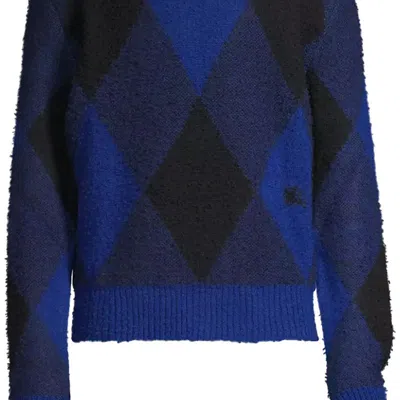 Burberry Men's Blue Argyle Check Ekd Wool Sweater