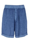 Burberry Linen Shorts With Drawstrings In Blue