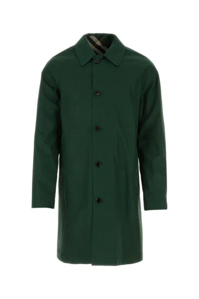 BURBERRY BURBERRY MEN BOTTLE GREEN GABARDINE REVERSIBLE OVERCOAT