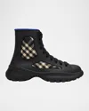 Burberry Black Rubber Boulder Boots In Black Check
