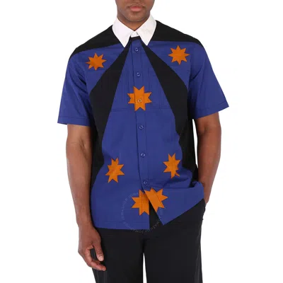 Burberry Men's Bright Navy Short-sleeve Star Detail Shirt In Blue