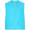 Burberry Men's Bright Opal Blue Round-neck Wool Waistcoat In Blue