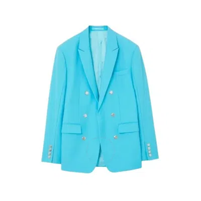 Burberry Men's Bright Opal Blue Wool Tailored Jacket