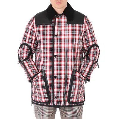 Burberry Men's Bright Red Check Diamond-quilted Barn Jacket In Pink