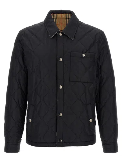 Burberry Men Black Quilted Jacket With Reversible Design In Tech Fabric Man In Multi