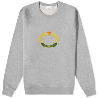 Pre-owned Burberry Men's  Addiscombe Laurel Logo Crew Sweatshirt In Grey