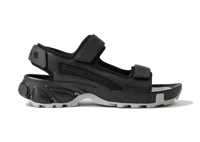 Pre-owned Burberry Men's  Arthur Sandal Leather Sneakers In Black