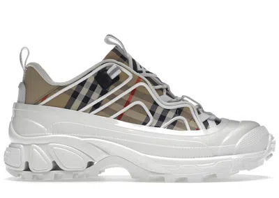 Pre-owned Burberry Men's  Arthur Vintage Check Sneakers In Archive Beige/white In Multi