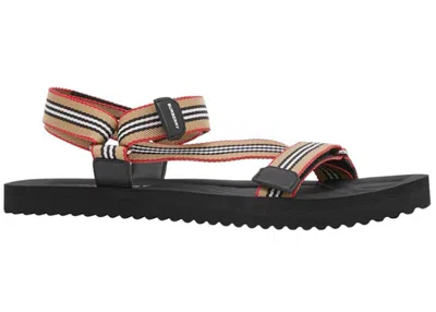 Pre-owned Burberry Men's  Beige Icon Stripe Sandal Sneakers In Black