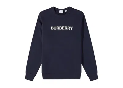 Pre-owned Burberry Men's  Burlow Logo Crew Sweater In Dark Charcoal Blue
