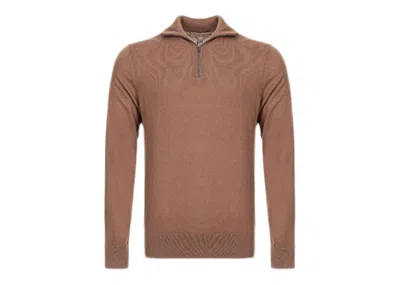 Pre-owned Burberry Men's  Cashmere Blend Quarterzip Sweatshirt In Camel