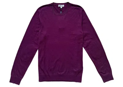 Pre-owned Burberry Men's  Cashmere Blend Vintage Check Elbow Patch Sweatshirt In Burgundy
