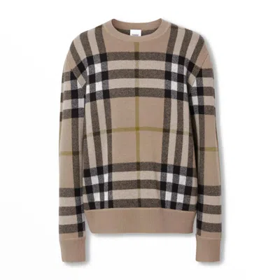 Pre-owned Burberry Men's  Cashmere Jacquard Sweater In Soft Fawn