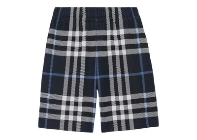 Pre-owned Burberry Men's  Check Cotton Jacquard Shorts In White/dark Blue