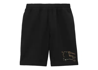 Pre-owned Burberry Men's  Check Ekd Cotton Shorts In Black