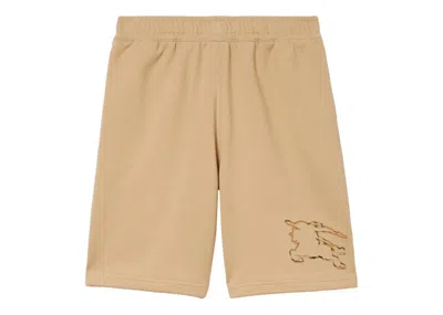 Pre-owned Burberry Men's  Check Ekd Cotton Shorts In Soft Fawn In Brown