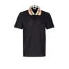 Burberry Men  Check Logo Polo In Black