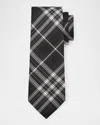 Burberry Men's  Check Mulberry Silk Tie In Multi